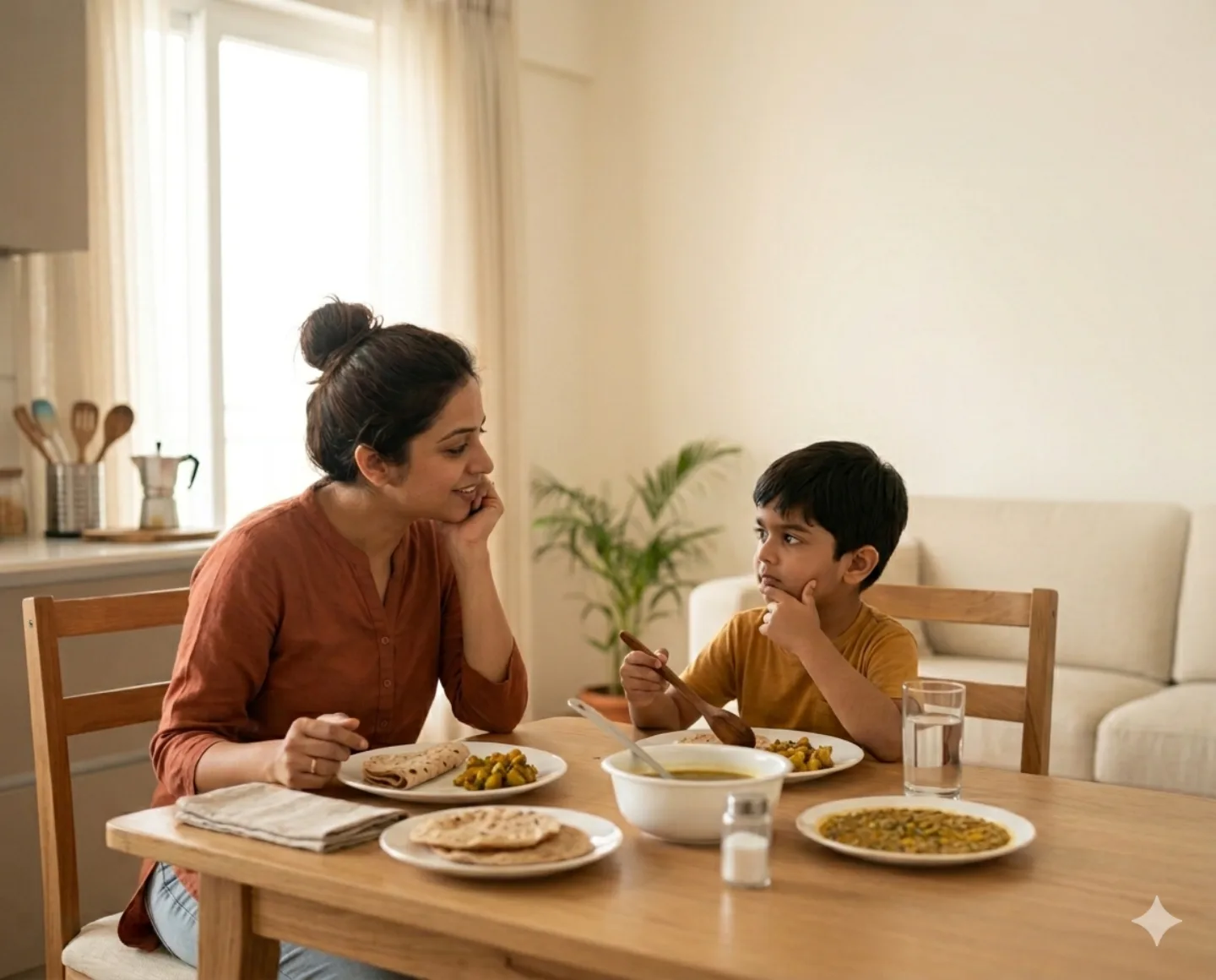 Parent asking child questions