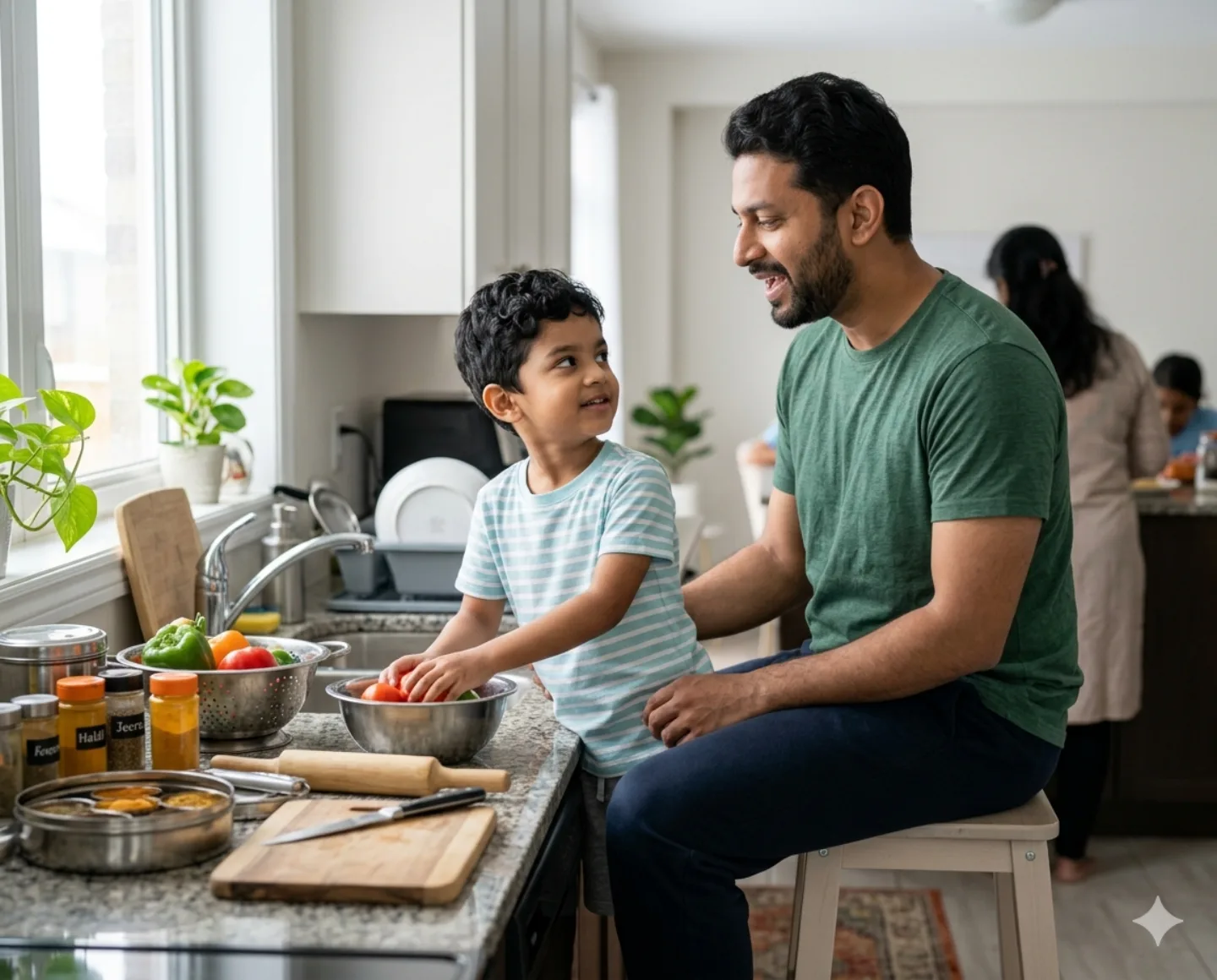 Indian parent and child reading together